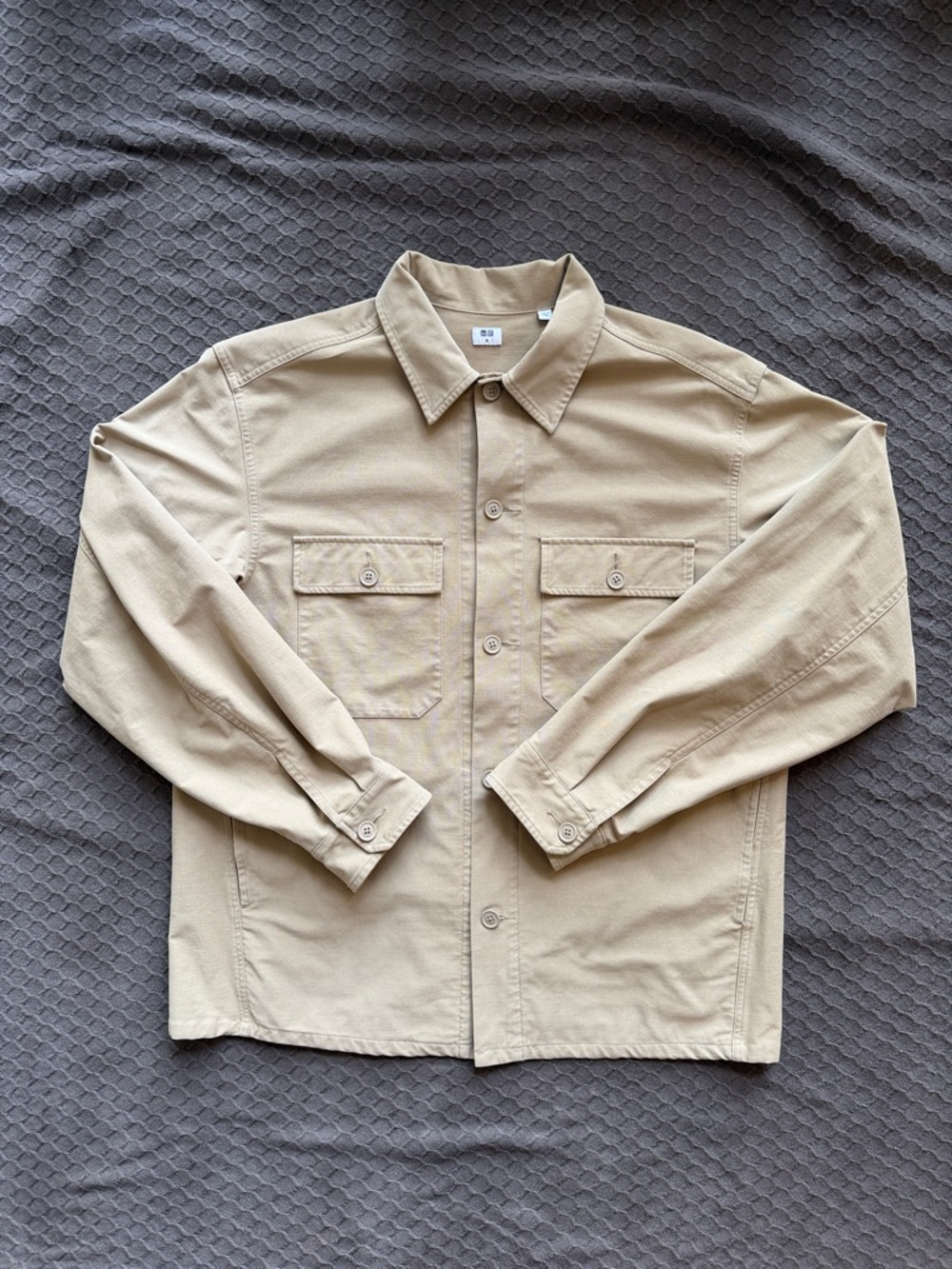 Uniqlo Jersey Overshirt Beige Shirt Jacket